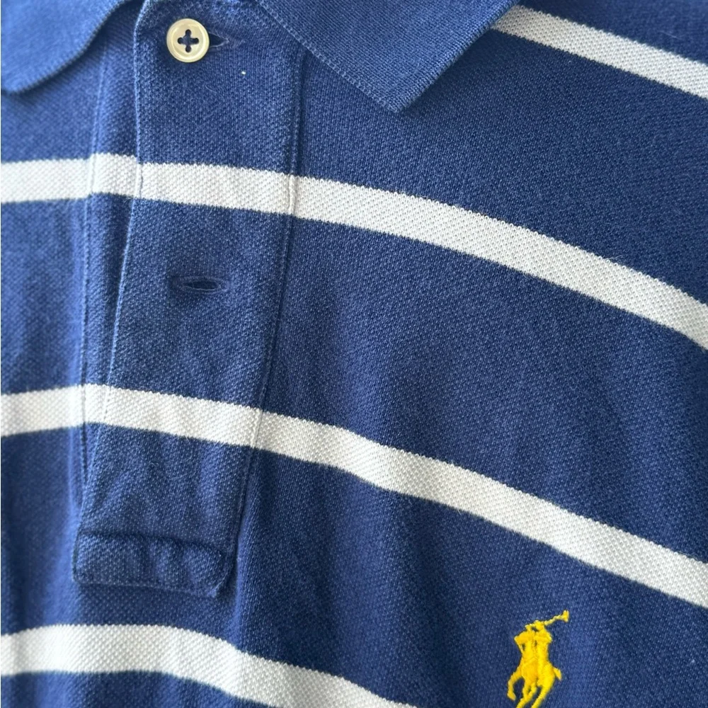 Polo by Ralph Lauren Men's Blue and White Striped Polo